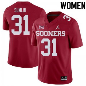 Women Oklahoma #31 Jackson Sumlin Crimson Stitch Jerseys 499828-843