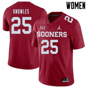 Womens Sooners #25 Jaden Knowles Crimson Jordan Brand Stitched Jerseys 630738-535