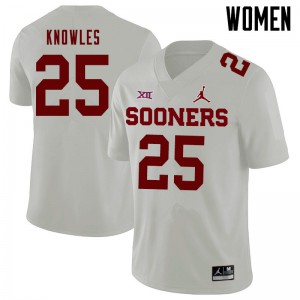 Womens OU #25 Jaden Knowles White Jordan Brand Football Jerseys 609646-273