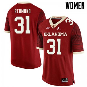 Women's Oklahoma Sooners #31 Jalen Redmond Retro Red Jordan Brand Throwback College Jerseys 825433-477