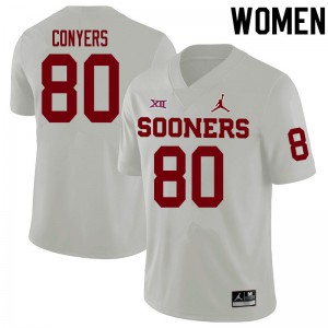 Womens OU Sooners #80 Jalin Conyers White NCAA Jerseys 849039-607