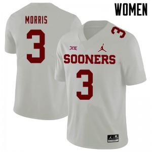 Women's OU Sooners #3 Jamal Morris White Jordan Brand Stitch Jersey 130961-762