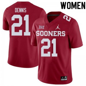 Womens OU Sooners #21 Kendall Dennis Crimson College Jerseys 937805-774