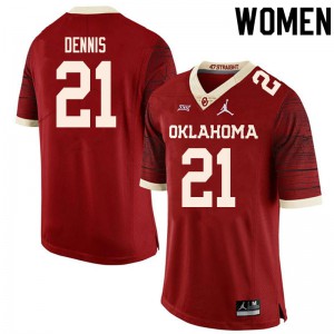Women Sooners #21 Kendall Dennis Retro Red Throwback Official Jersey 171924-564