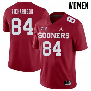 Women's Oklahoma Sooners #84 Kyre Richardson Crimson Jordan Brand Stitch Jerseys 113347-293