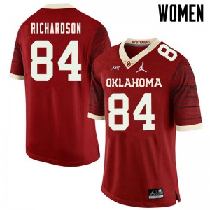 Womens Sooners #84 Kyre Richardson Retro Red Jordan Brand Throwback NCAA Jersey 225276-640