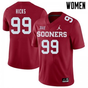 Women OU #99 Marcus Hicks Crimson Jordan Brand Stitched Jersey 910952-461