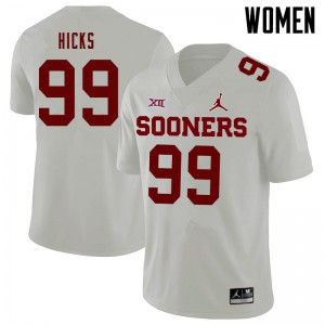 Women's Sooners #99 Marcus Hicks White Jordan Brand Stitched Jersey 227006-371