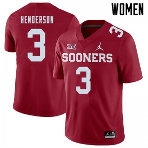 Women Sooners #3 Mikey Henderson Crimson Jordan Brand Stitched Jersey 873005-408