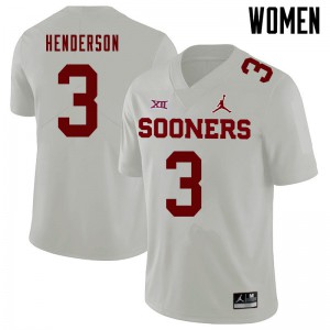 Women's Oklahoma #3 Mikey Henderson White Jordan Brand Player Jerseys 203403-260
