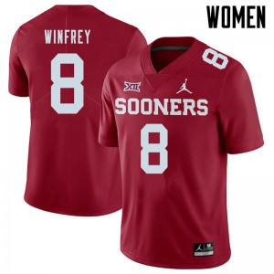 Women's Sooners #8 Perrion Winfrey Crimson Jordan Brand College Jerseys 686002-160
