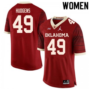 Womens Oklahoma Sooners #49 Pierce Hudgens Retro Red Throwback College Jersey 503649-632