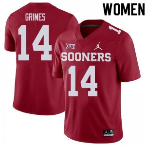 Women's OU Sooners #14 Reggie Grimes Crimson High School Jersey 955542-905