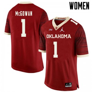 Women Oklahoma #1 Seth McGowan Retro Red Jordan Brand Throwback College Jerseys 258646-959