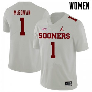 Women's Oklahoma Sooners #1 Seth McGowan White Jordan Brand Embroidery Jersey 165442-971