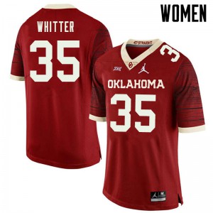 Women OU Sooners #35 Shane Whitter Retro Red Jordan Brand Throwback NCAA Jersey 903519-360