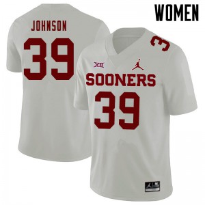 Women's OU #39 Stephen Johnson White Jordan Brand Football Jersey 498771-845