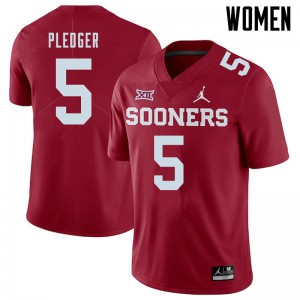 Womens Oklahoma #5 T.J. Pledger Crimson Jordan Brand Embroidery Jerseys 711074-419