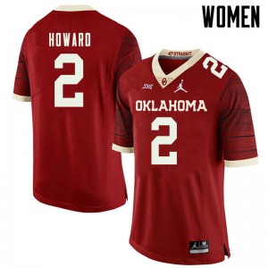 Womens OU Sooners #2 Theo Howard Retro Red Jordan Brand Throwback Football Jersey 286403-292