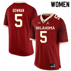 Women's Oklahoma #5 Billy Bowman Retro Red Throwback Alumni Jerseys 285189-993