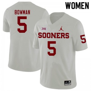 Women Oklahoma Sooners #5 Billy Bowman White College Jersey 941633-864