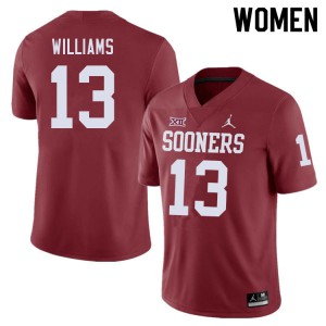 Womens Oklahoma Sooners #13 Caleb Williams Crimson High School Jerseys 419013-169