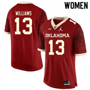 Womens Sooners #13 Caleb Williams Retro Red Throwback High School Jersey 913851-803