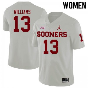 Womens Sooners #13 Caleb Williams White University Jersey 452260-961