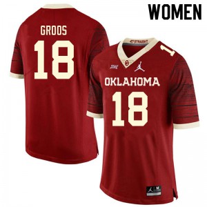 Women's Oklahoma Sooners #18 Carsten Groos Retro Red Throwback Alumni Jersey 619528-419