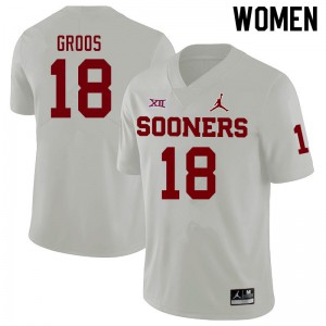 Women's Oklahoma Sooners #18 Carsten Groos White College Jerseys 435181-955