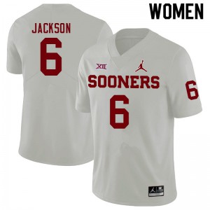 Women OU Sooners #6 Cody Jackson White Football Jerseys 651914-423