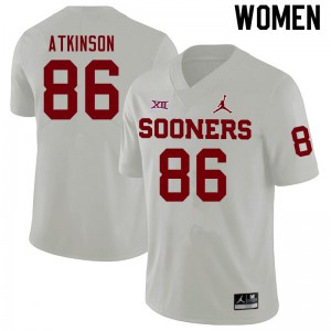 Women's OU Sooners #86 Colt Atkinson White Player Jersey 776904-989