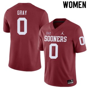 Women OU Sooners #0 Eric Gray Crimson Alumni Jersey 291934-229