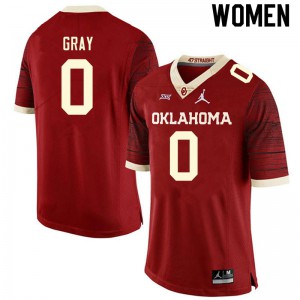 Womens Oklahoma Sooners #0 Eric Gray Retro Red Throwback Stitched Jerseys 542236-504