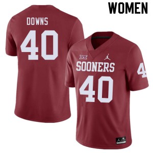 Women's OU #40 Ethan Downs Crimson Player Jerseys 771364-580