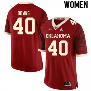 Womens OU Sooners #40 Ethan Downs Retro Red Throwback Alumni Jersey 343596-361