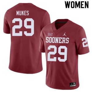 Women's Oklahoma #29 Jordan Mukes Crimson University Jersey 763698-463