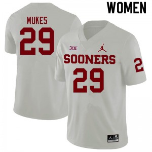 Women's Oklahoma #29 Jordan Mukes White Player Jerseys 999787-554