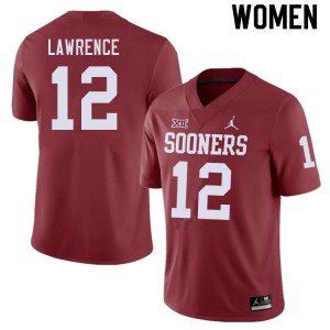 Women's Sooners #12 Key Lawrence Crimson Embroidery Jerseys 263770-519