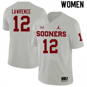 Women's Oklahoma #12 Key Lawrence White Football Jerseys 987189-686