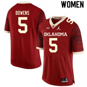 Women OU Sooners #5 Micah Bowens Retro Red Throwback Embroidery Jerseys 500771-785