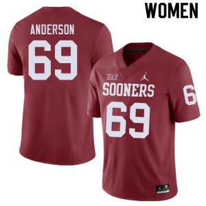 Womens Oklahoma #69 Nate Anderson Crimson High School Jersey 625489-594