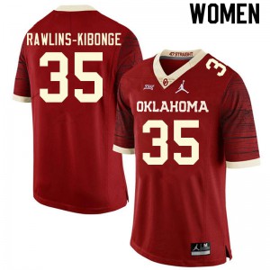 Women's Oklahoma #35 Nathan Rawlins-Kibonge Retro Red Throwback College Jerseys 461463-986