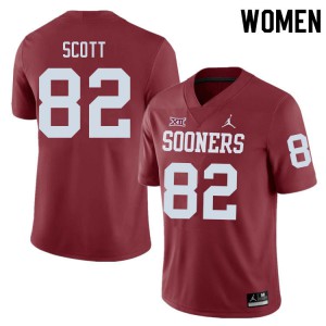 Women OU Sooners #82 Adrian Scott Crimson Official Jersey 593707-271