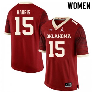 Womens Oklahoma #15 Ben Harris Retro Red Throwback High School Jersey 825999-577