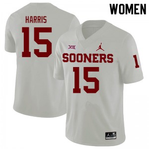 Women Sooners #15 Ben Harris White University Jersey 683555-323