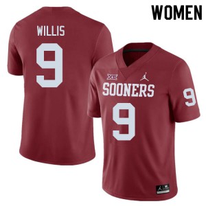 Womens OU Sooners #9 Brayden Willis Crimson Alumni Jerseys 807752-891