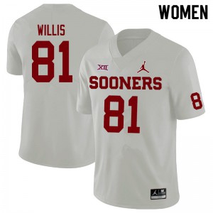 Womens OU #81 Brayden Willis White Jordan Brand NCAA Jersey 464024-265