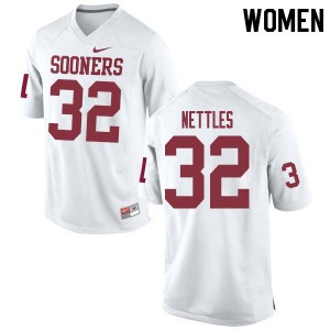 Womens Sooners #32 Caleb Nettles White Alumni Jerseys 764104-381