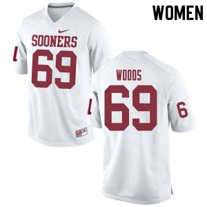 Women's Oklahoma #69 Clayton Woods White Official Jersey 186468-746